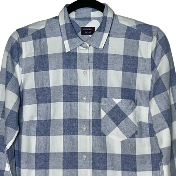 NEW Untuckit Volnay Plaid Button Down Western Shirt, Blue & Gray, Sizes 0 & 4 - Picture 4 of 11
